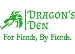 Dragon smoking. Dragon's Den Logo. For Fiends, By Fiends.