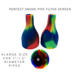 Colorful silicone smoke pipe filters for Xlarge Weed Pipes with resin-blocking adapters