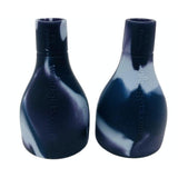 Two Xlarge Weed Pipes Smoke Blocker & Resin Adapter in dark blue and white marbled silicone