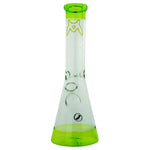 B44 Beaker with 44mm mouthpiece, glass color lip base, and green accents with owl logo