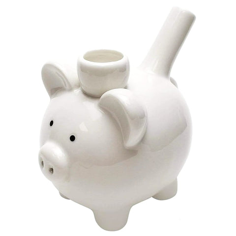 Ceramic White Piggy Hand Pipe On sale