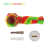 Colorful Waxmaid Daimon 2-in-1 silicone pipe and nectar collector with metal bowl