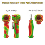 Colorful Waxmaid Daimon 2-in-1 Pipe & Nectar Collector Kit with interchangeable silicone parts