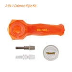 Orange Waxmaid Daimon 2-in-1 pipe and nectar collector with metal and glass accessories