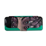 Circus cover rolling tray with surreal eyeglass case art featuring multiple eyes and designs