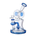 Lotus glass water bong with blue accents and chambers for a smooth smoking experience