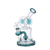 Lotus Glass Color Changing Water Bong with teal accents and multiple smoking chambers