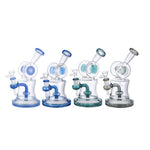 Lotus Glass Color Changing Water Bong With Perc - tall, vibrant glass water pipes