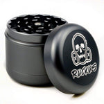 Black Metal Herb Grinder with Skull and Gas Mask Design for Ruckus Black 4-Piece Set