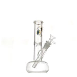 Straight bubble base bong with a palm tree design and angled mouthpiece for cool hits