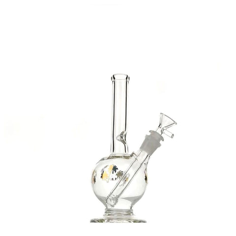 Stylish water pipe with palm tree design and bulbous base - Straight mini bubble base bong