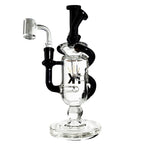 Mk100 Glass Inline Recycler Bong with black accents and curved design for Thanksgiving