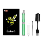 Yocan Evolve c Vape Pen Starter Kit With Green Vaporizer, Accessories, And Packaging